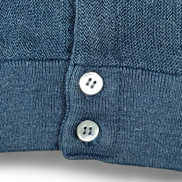 Vintage Izod Lacoste Sweater Adult MEDIUM Blue Cardigan Preppy Golf USA Made 70s - Picture 7 of 10